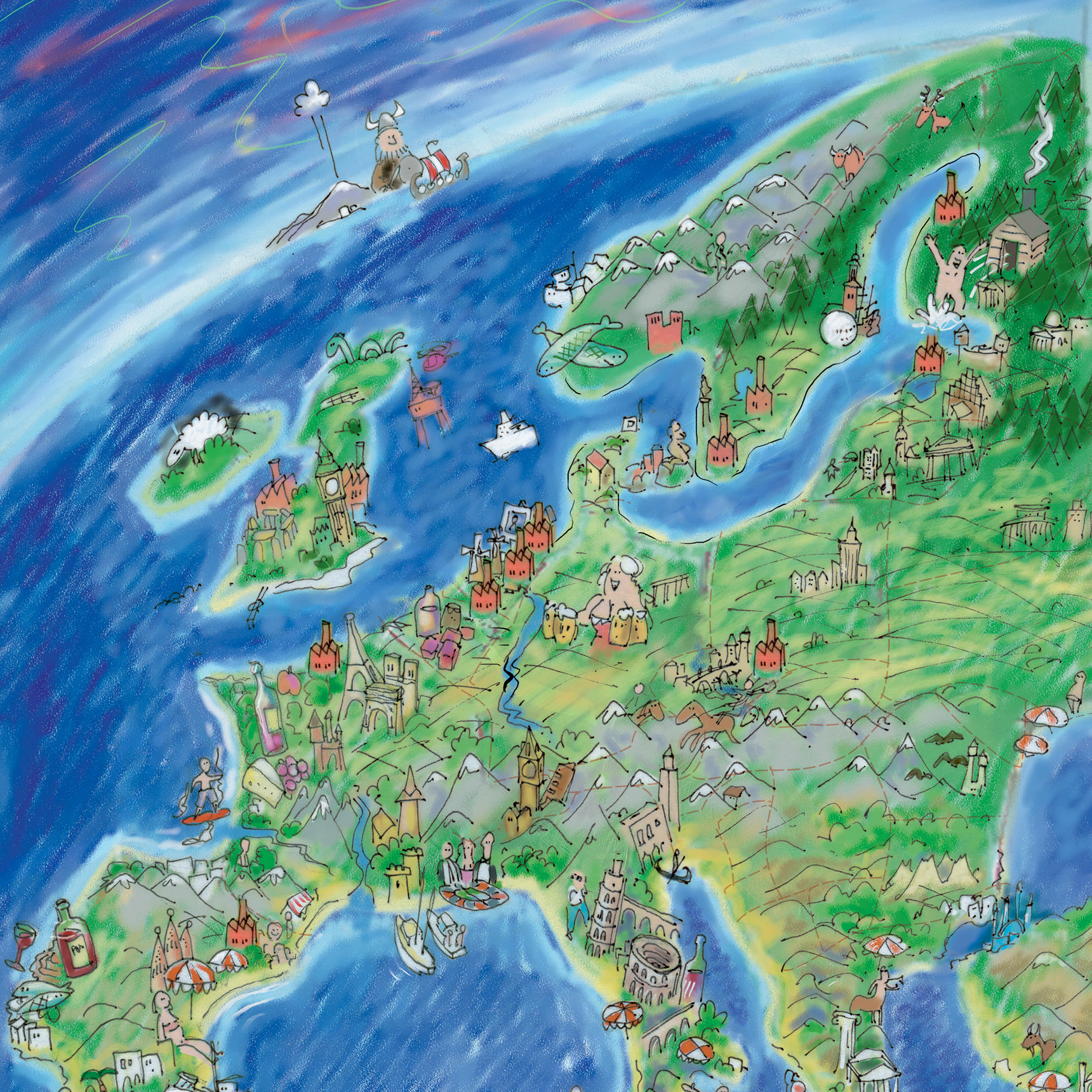 en härligt ruffig Europakarta